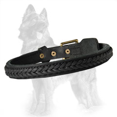 Reliable Leather German-Shepherd Dog Collar With Hand  Stitching And Rivets