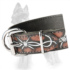Unique Design Leather German-Shepherd Dog Collar With  Nickel Fittings