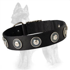German-Shepherd Nylon Dog Collar Made of 2 Ply Material Well Stitched