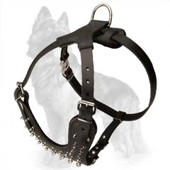 Extravagant Leather German-Shepherd Dog Harness With  Spikes