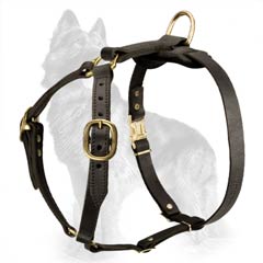Strap-Like Leather German-Shepherd Dog Harness With  Brass Fittings