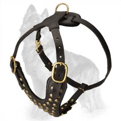 Studded Leather German-Shepherd Dog Harness Padded With  Soft Thick Felt