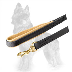 Leather German-Shepherd Leash with Hand Stitched Fittings and Handle