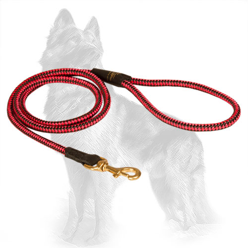 Red Nylon Cord German-Shepherd Leash with Strong Handle