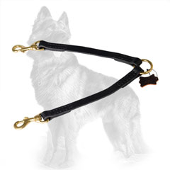 German-Shepherd Leather Dog Coupler Comfortable for  Walking Two Dogs Together