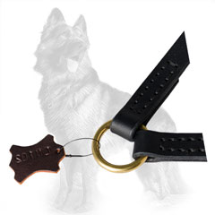 German-Shepherd Leather Dog Coupler with O-Ring for  Reliable Attachment of Leash