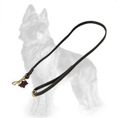 German-Shepherd Leather Dog Leash with Brass Snap Hook