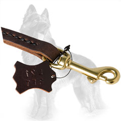 German-Shepherd Leather Dog Leash Equipped with Brass  Snap Hook