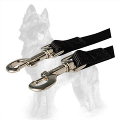 German-Shepherd Nylon Dog Coupler Equipped with Two  Nickel Covered Snap Hooks