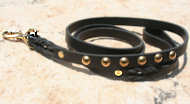 Studded leather dog lead for walking and tracking- k9 dog leash