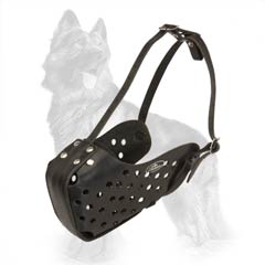 Leather Dog Muzzle For Safe Walking And Transporting A  Dog