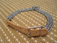 Herm. Sprenger Triple Row Collar With 6 Inch Long Leather Strap In Natural Color