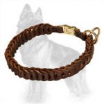 German Shepherd Braided Leather Choke Dog Collar