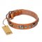 "Era of Future" FDT Artisan Handcrafted Tan Leather German Shepherd Collar with Decorations