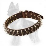 3 Rows Leather Spiked and Studded German Shepherd Collar