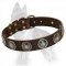 Leather German Shepherd Collar with Marvelous Circles and Blue Stones