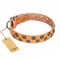 "Precious Sparkle" FDT Artisan Handcrafted Tan Leather German Shepherd Collar