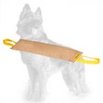 Large Leather German Shepherd Bite Tug with Two Handles