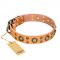 "Sophisticated Glamor" FDT Artisan Leather German Shepherd Collar with Fancy Old Bronze-like Plated Decorations