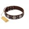 "Imperial Legate" FDT Artisan Brown Leather German Shepherd Collar with Big Round Plates