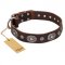 "Extra Pizzazz" FDT Artisan Adorned Brown Leather German Shepherd Collar
