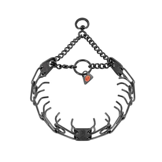 Black Stainless Steel Prong Collar with Swivel 2.25 mm x 16