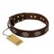 "Chocolate kiss" FDT Artisan Leather German Shepherd Collar with Old Bronze Look Oval Plates