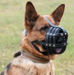 Ventilation leather dog muzzle for German Shepherd