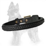 Magnificent Braided Leather Dog Collar for German Shepherds