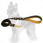 Braided Handcrafted Leather Dog Leash With Nappa Padded Handle