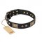 "Jewel Passion" FDT Artisan Fashionable Black Leather German Shepherd Collar