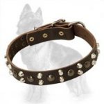German Shepherd Stylish Leather Collar With Pyramids And Studs