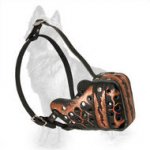 German Shepherd Leather Dog Muzzle Magma Painted
