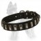 German Shepherd Leather Dog Collar with Slim Carved Nickel Plates