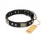 "Pirates Gold" FDT Artisan Black Leather German Shepherd Collar with Old Silver Look Plates and Skulls