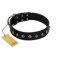 "Immense Power" Handcrafted FDT Artisan Black Leather German Shepherd Collar with Small Dotted Pyramids