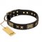"Passion for Style and Beauty" FDT Artisan Decorated Black Leather German Shepherd Collar