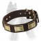 Leather German Shepherd Collar with Carved Brass Pates