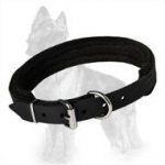 Leather German Shepherd Dog Collar Padded With Thick Felt - 1 Inch Wide