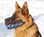 Leather Dog Muzzle "Dondi" - Stylish Blue Flames Dog Muzzle For German Shepherds