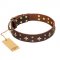 "High Fashion" FDT Artisan Embellished Brown Leather German Shepherd Collar