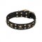 "Jolly Rojer" FDT Artisan Leather German Shepherd Collar with Pirate Skulls and Studs - 1 1/2 inch (40 mm) wide