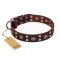 "Pirate Treasure" FDT Artisan Exciting Brown Leather German Shepherd Collar with Studs