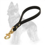 German Shepherd Short Leather Dog Leash - Leather Handle