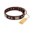 "Pirate Skull" FDT Artisan Brown Leather German Shepherd Collar with Old Silver Look Plates and Skulls