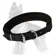 Leather German Shepherd Dog Collar Padded With Thick Felt - 1 Inch Wide