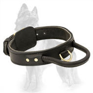Two ply leather training dog collar with handle