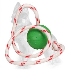 Dotted Rubber German-Shepherd Ball Attached to String