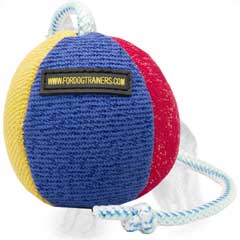 German-Shepherd Bite Dog Ball with Stitched Black, Red,  Blue and Yellow Parts