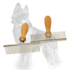 Metal German-Shepherd Brush with Comfortable Wooden Handle